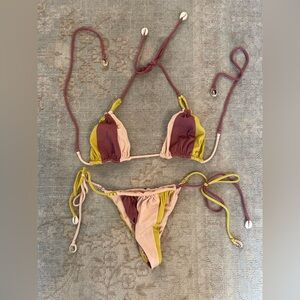 Indah Hannah Triangle Bikini Top/Bottom Antik Colorblock